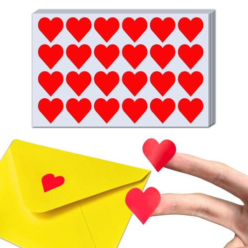 Red Heart Stickers Labels - 1200 Pack | 1-Inch Size - Perfect for Crafts and Gifts