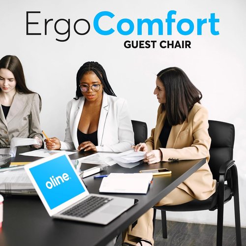 Oline Leather Guest Chair - Padded Arms for Comfort | Black | Big and Tall Executive Office Chair (4 Pack)