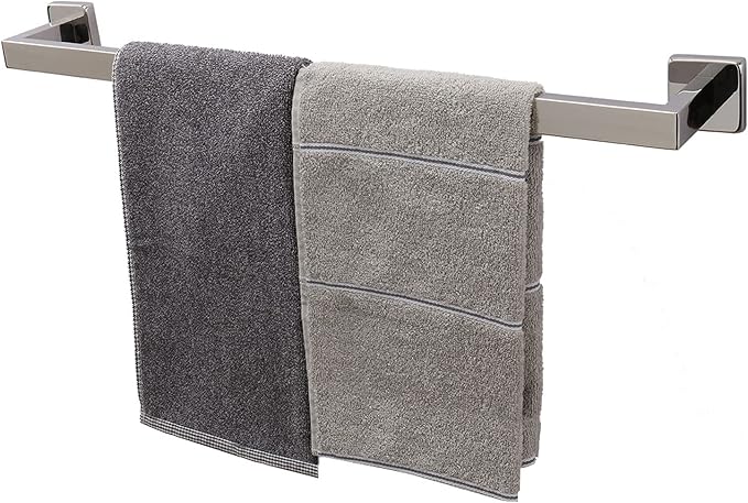 TocTen Bath Towel Rack - Square Base Thicken SUS304 Stainless Steel Towel Bar for Bathroom, Bathroom Accessories Towel Rod Heavy Duty Wall Mounted Towel Holder. (Chrome, 24)