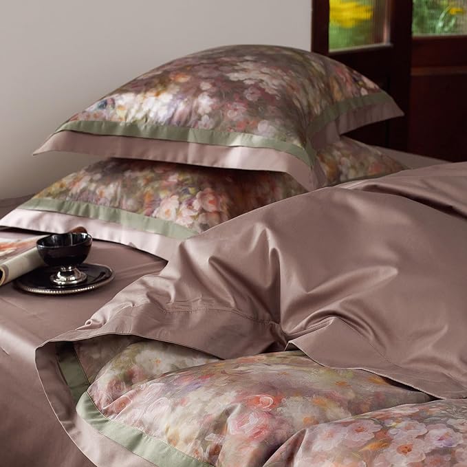 mixinni Vintage Floral Duvet Cover Set - Queen Size, 100% Long Staple Cotton Percale, Reversible Garden Style Bedding Set with Zipper Closure, 3-Piece Luxury Duvet Cover with 2 Pillow Shams (20"x26")