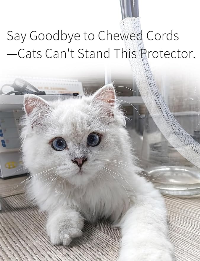 Cable Management Split Wire Loom Sleeve - Cord Hider & Protector for Desk, Pet Chew Proof, Wire Cover Organizer, Flexible Tube for Wires and Cables (5/16 Inch 12FT, White)