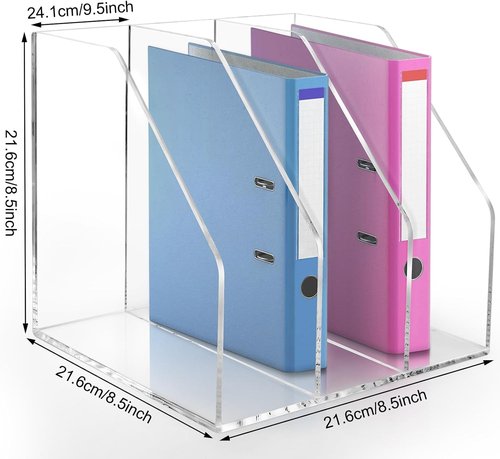 Clear Acrylic Paper Tray - Stackable 3-Tier Desk Organizer for A4 Files | 2-Pack