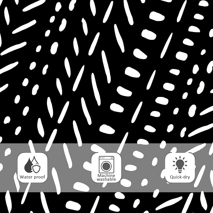 Riyidecor Stall Small Black White Boho Half Size Dorm Shower Curtain 36x72 Inch Chevron Geometric Herringbone Striped Single Narrow Tiny Walkin Stand Up Decor Fabric Bathroom Set Polyester Waterproof