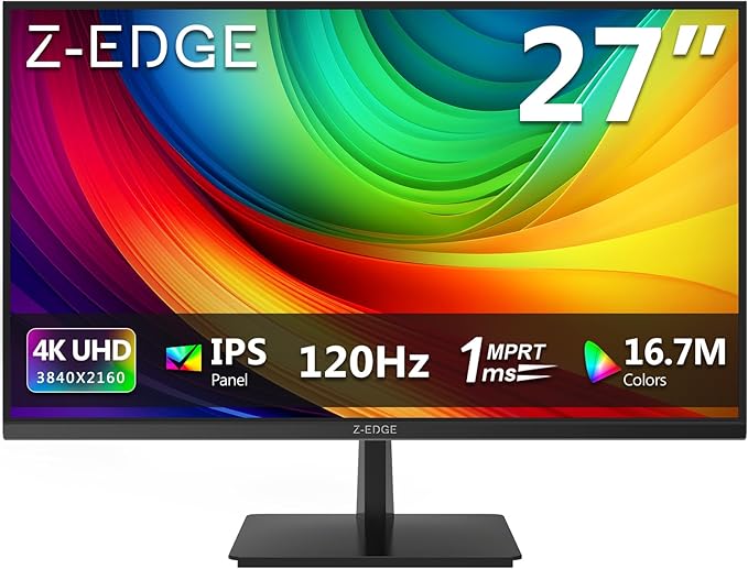 Z-Edge 27-inch 4K Gaming Monitor, 120Hz UHD 3840x2160 IPS Monitor, S274K 1ms MPRT Refresh Rate, 16.7M Colors, HDMI 2.0 x2 and DP 1.4 x 2