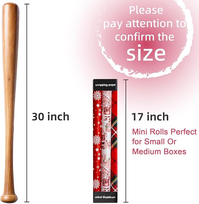 MAYPLUSS Christmas Wrapping Paper Rolls - 17" X 120" Per Roll - Classic Vintage Funky Red Santa Claus, Snowflakes, and Plaid Pattern Christmas Gift Wrap Present Paper for Holiday, Festive Celebrations