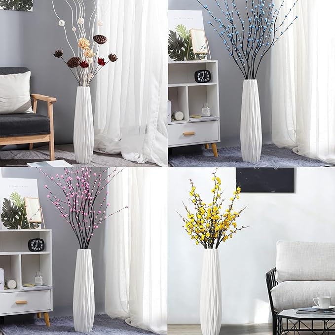 White Tall Floor Vase, 28" Ceramic Large Vase, Decorative Flower Vases for Modern Home Decor Living Room Office Bedroom Kitchen Wedding Centerpieces Farmhouse Décor