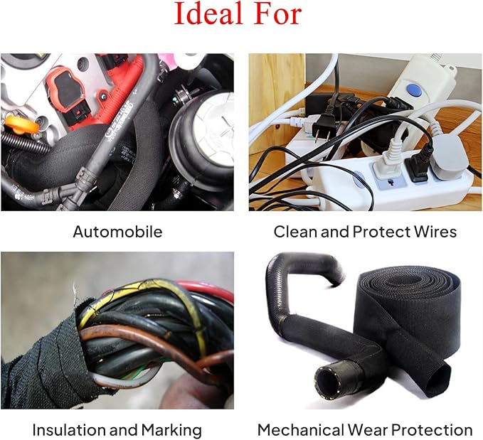 2 in 1 Heat Shrink Braided Sleeving Fabric Tubing-Ideal fit Irregular Shape Hose/Cable/Wire (3/8"(10mm), 22FT)