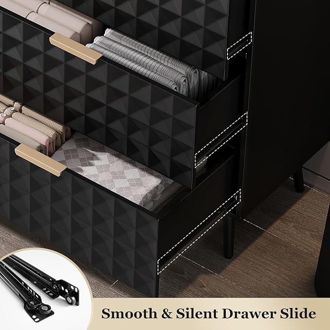 6 Drawers Dresser,Dresser for Bedroom,Chest of Drawers with Diamond-Shaped,TV Stand for Living Room