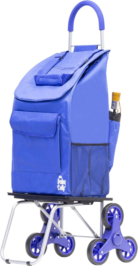 **dbest Products Stair Climber Trolley Dolly - Foldable Blue Grocery Cart for Easy Transport**