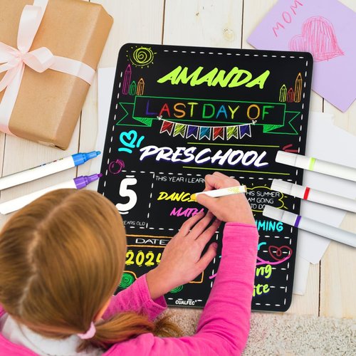 Personalized Chalkboard Style First & Last Day of School Sign | 13" x 16" Photo Prop - 2 Pcs