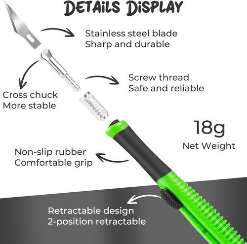 Exacto | Craft Knife with 10 Extra High Carbon Steel Blades - Precision Hobby Tool for Home & Studio Use