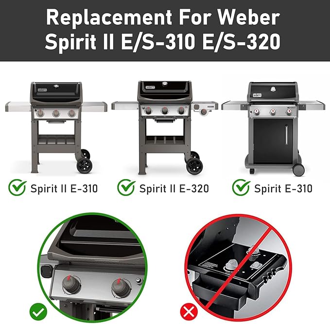 for Weber Spirit 2 Grill Parts, 15.3" Flavorizer Bars for Weber GS4 Spirit II 300, Spirit E/S 310 Spirit 300 Series with Front Control, Porcelain-enameled Flavor Bars for Spirit e310 Grill Parts