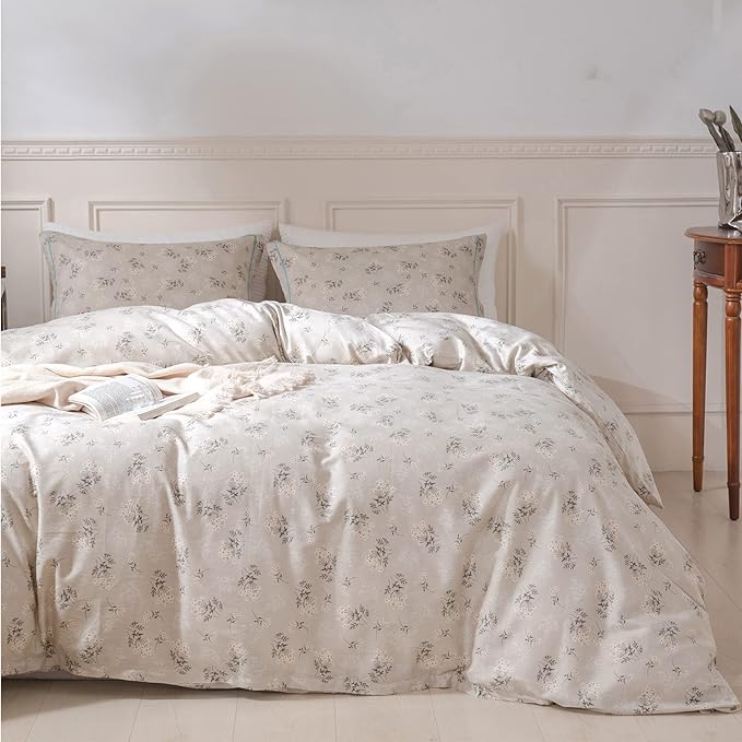 HighBuy Boho Floral Comforter Set Twin XL Beige Botanical Bedding Comforter Set Twin XL Bed Soft Cottagecore Flowers Bedding Set Aesthetic Farmhouse,1 Twin XL Comforter with 2 Pillowcase