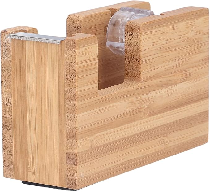 Desktop Tape Dispenser, Wood Tape Cutter Holder, Adhesive Roll Base for Office Desk, Mini Tape Dispenser with Non - Slip Design, Portable Stationery Tool for Students and of