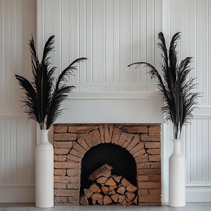Sziqiqi White Tall Floor Vases: 27.6/21.7in Extra Large Metal Decorative Floor Vase - Set of 2 Big Boho Floor Vases for Pampas Grass Twigs - Oversized Floor Vase for Living Room Bedroom Home Corner