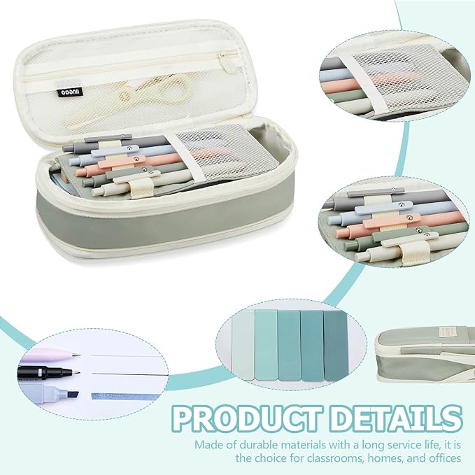 Sinload 60 Pcs Aesthetic Book Annotation Kit School Supplies Cute Pencil Case 12 Highlighter 5 Gel Pen 6 Mechanical Pencil 5 Magnetic Bookmark 1220 Pcs Sticky Note Tab Student Stationary(Light Green)