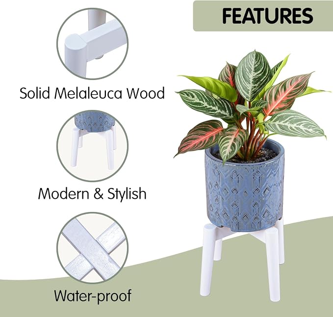 Wood 7.5" x 9.8" Plant Stand Indoor Outdoor, Wooden Single Floor Plant Pot Holder, Natural Plant Stand, Assembly Required (Excluding Potted Plants)