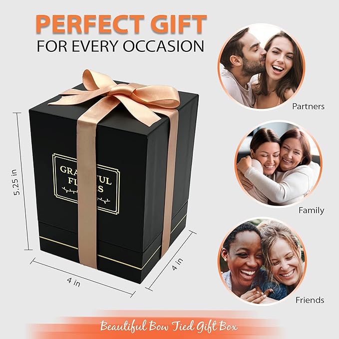 Graceful Fleurs | Real Long Lasting Roses for Years | Preserved Fresh Flowers for Delivery Birthday | Birthday Gifts for Women | Forever Roses in a Box (Light Peach, Black Box, 4 Roses)