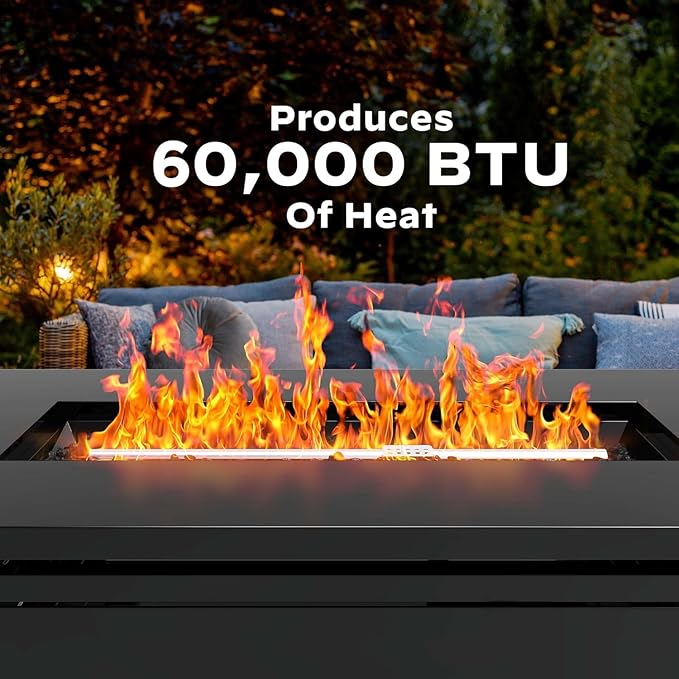 Ciays 42-Inch Propane Fire Pit – 60,000 BTU Steel Gas Fire Pit Table for Outside, Steel Lid & Lava Rock, 2 in 1 Fire Table, Adds Warmth to Gatherings & Parties on Patio, Deck, Garden & Backyard, Black