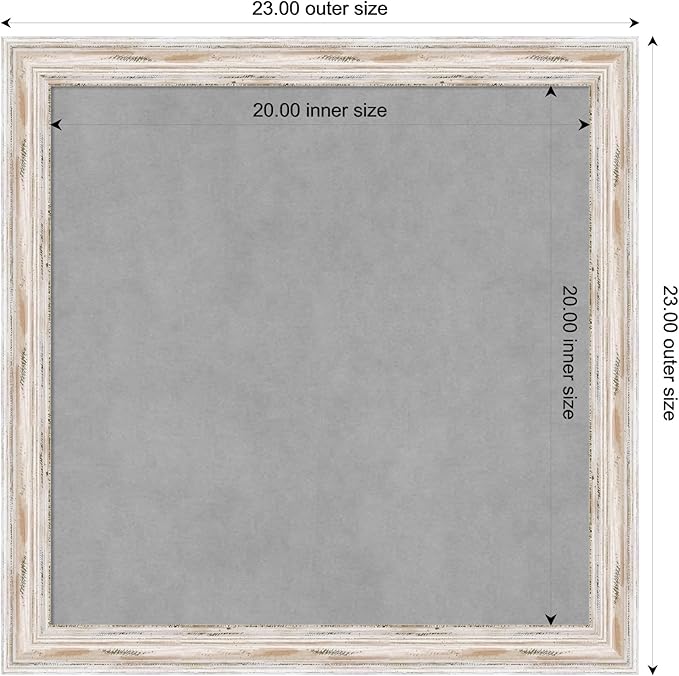 Amanti Art White Framed Magnetic Board 23x23 Medium Vision Board for use with Magnets, 100% Metal Sheet to Display Items as Office Decor or for Home Organization in mudroom, Kitchen or Kids Room