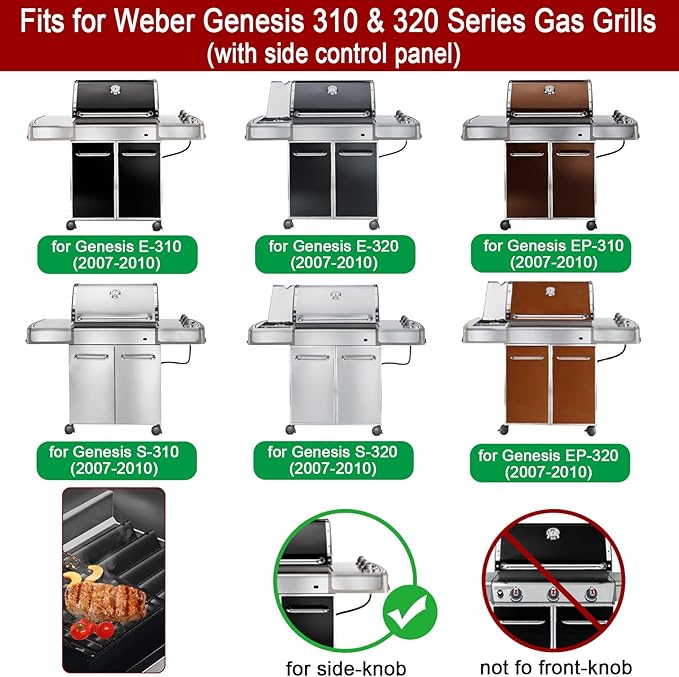 GasSaf 24.5" Flavorizer Bars for Weber Genesis 300 Gas Grills, Flavor Bar for Weber 7539 7540, Genesis E-310 E-320 S-310 S-320, EP/CEP 310 & 320 (Side-Knob), 5-Pack Porcelain Enameled Heat Plates Bars