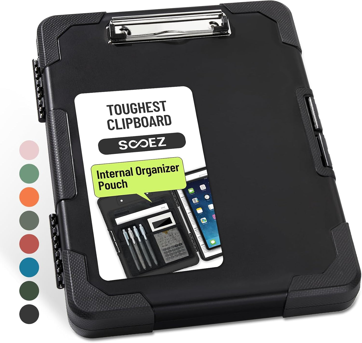 Sooez Toughest Clipboard - Heavy Duty Plastic with Internal Pen Pouch | A4/Letter Size, Shockproof Design