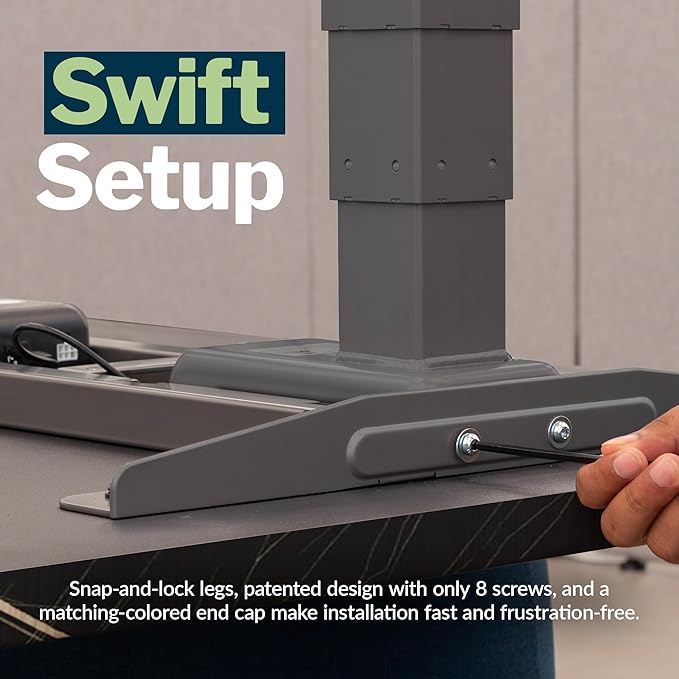 Vari ComfortEdge 60x30 Inch Adjustable Electric Standing Desk – Limited Edition Sit Stand VariDesk with Memory Presets & Sloped Front Edge + Tool-Free Assembly (Black Marble/Slate Legs)
