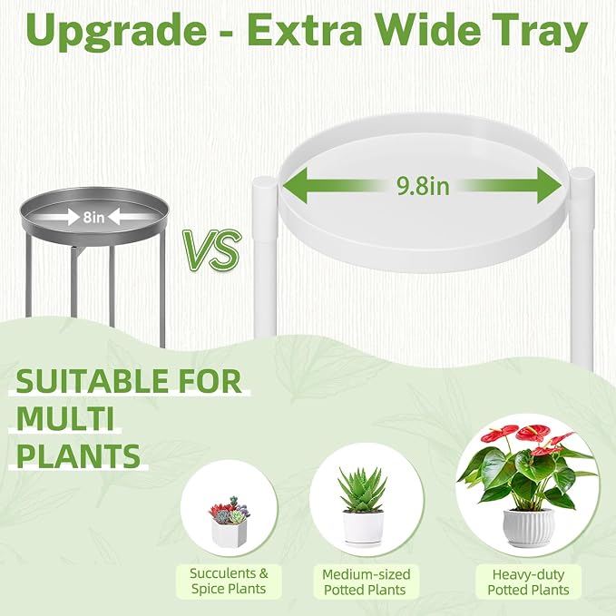iDavosic.ly 3 Tier Large Plant Stand Indoor, 10 Inch Wide Tall Corner Metal Plant Stands Outdoor for Multiple Plants, Folding Tiered Flower Display Holder Rack Shelf, White