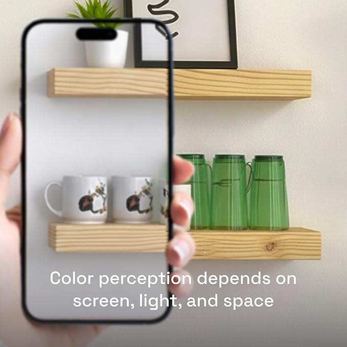 BAOBAB WORKSHOP Solid Wood Floating Shelves for Wall 30 Inches Long, Wooden Shelf Bathroom Large, Light Oak Floating Shelves for Room Wall Mounted Kitchen Farmhouse, Natural Wood, 30W × 6.7D, Set of 2