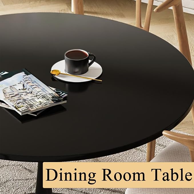 Round Dining Table, 27.6" Tulip Kitchen Round Dining Table for 1-2 People with Metal Pedestal Base and MDF Tables Top, Mid-Century Tables for Home, Dining Room, Cafe, Black