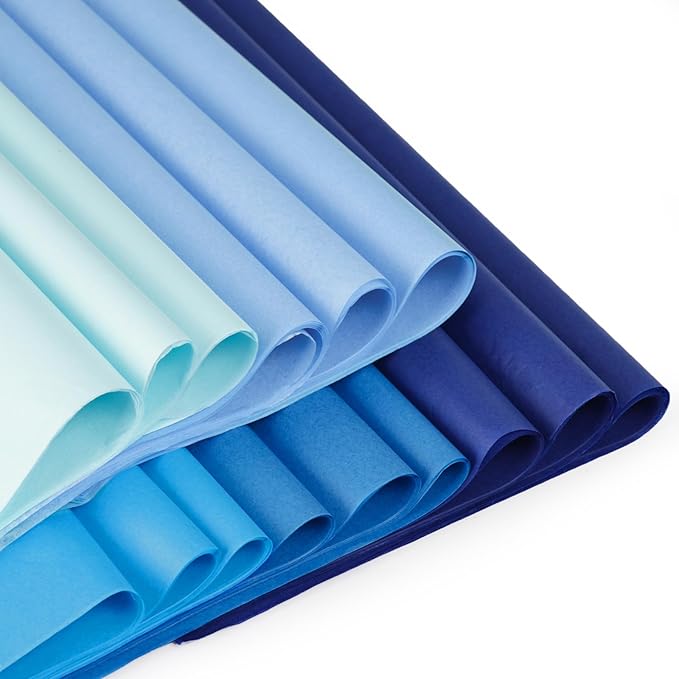 Shindel 200 Sheets Blue Tissue Paper Bulk, 20x28 Inch Blue Wrapping Paper for Christmas Gift Bags DIY Crafts Party Decorations Flower Bouquets