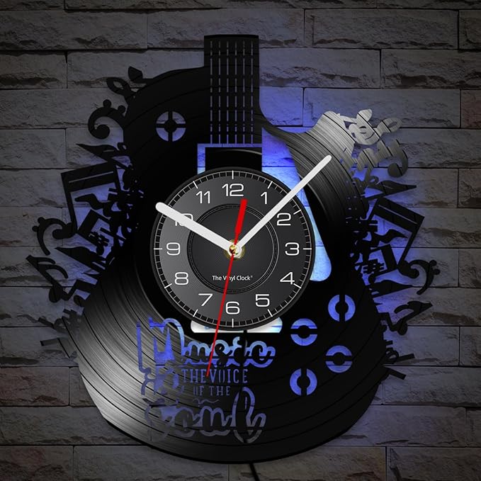 12 Inch Guitar Decor Wall Clock 7 Color Changing, Guitar Gifts Vinyl Neon Wall Clock Battery Operated Silent Movement Music Gifts for Men Musicians Music Studio Room Decor