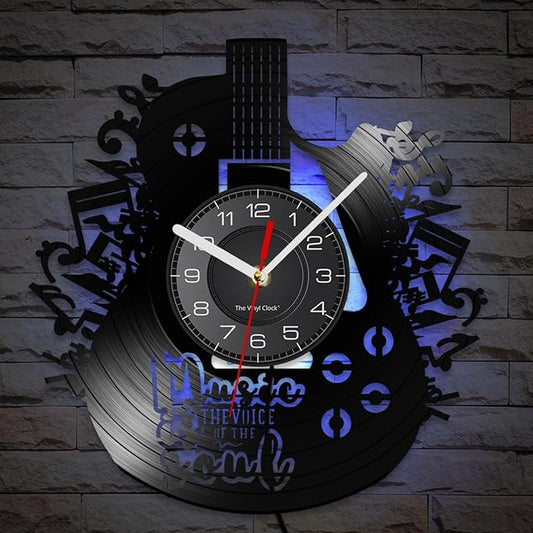 12 Inch Guitar Decor Wall Clock 7 Color Changing, Guitar Gifts Vinyl Neon Wall Clock Battery Operated Silent Movement Music Gifts for Men Musicians Music Studio Room Decor