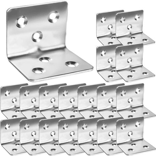 Skiennix 80Pcs Stainless Steel Angle Brackets - Heavy Duty 90° L Shape Corner Braces | 1.2” x 1.2” x 1.5”