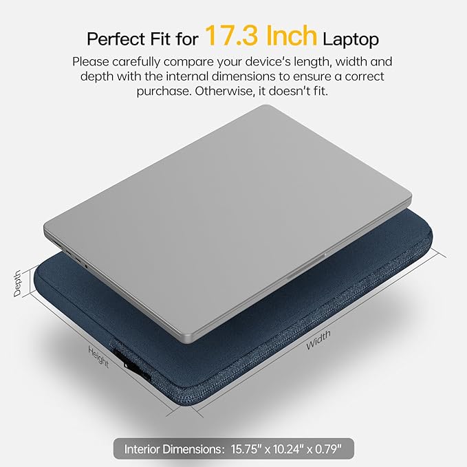 17 17.3 inch Laptop Sleeve Case for HP 17.3 inch Laptop/HP Envy 17 / Pavilion 17, Dell Inspiron 17, Lenovo Ideapad 17.3, ASUS Vivobook 17, 17-in Water-Resistant Computer Notebook Bag
