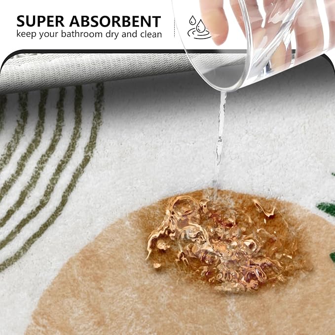 APROPHIC 17"X35" Boho Bath Rugs for Bathroom Decor Non-Slip Bath Mat Absorbent Plush Microfiber Soft Carpet Machine Washable Bath Mat for Living Room,Showers,Laundry Room,White