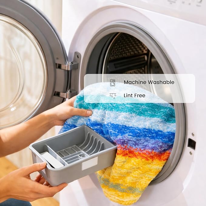 SEMAXE Bath Towel Set, 12 Piece Cotton Towel Set for Bathroom, More Towels for Family Use, Quick Dry with Hanging Loops, Easy Care, Colorful Striped