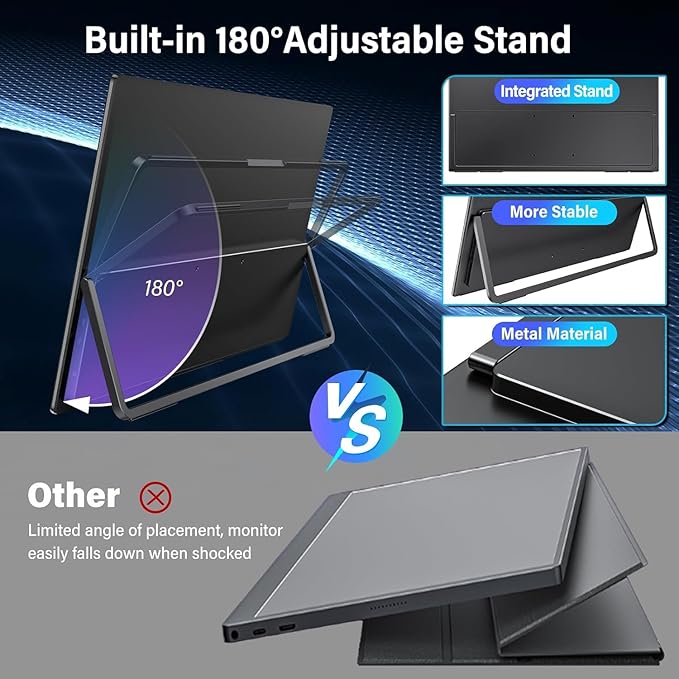 InnoView 16" 240Hz Portable Monitor 2K 2560x1600 100% sRGB Portable Gaming Monitor Supports 120Hz/144Hz/165Hz/180Hz Refresh Rate Monitors Type-C HDMI Laptop Screen Extender for Surface PS5 Switch Xbox