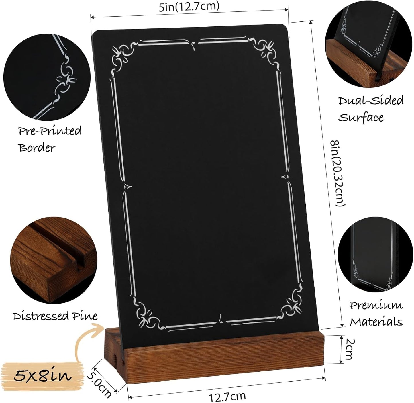 Vintage 3Pcs Mini Tabletop Chalkboard Signs - Double-Sided 5"x8" Food Labels with Stand for Party Buffet