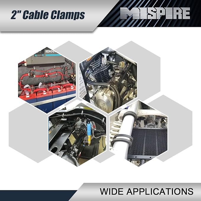 25 PCS 2 inch Cable Clamps, MISPIRE Stainless Steel Hose Pipe Clamps, Automotive Wire Rubber Insulated Clamps, Metal Clamps for Tube, Pipe and Wire Cord Installation
