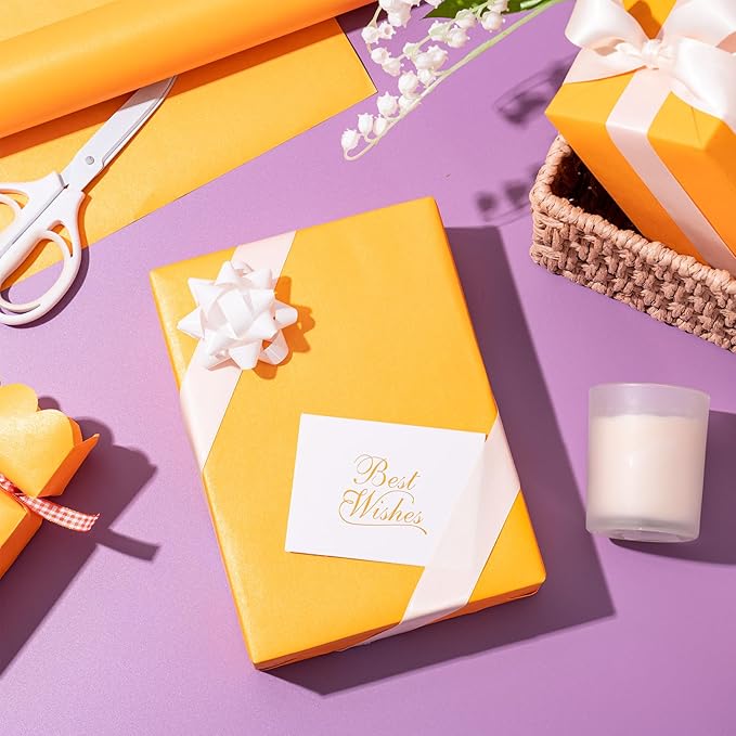 RUSPEPA Yellow Matte Wrapping Paper - Solid Color Pearly - luster Paper Perfect for Wedding, Christmas, Baby Shower -17 Inches X 32.8 Feet