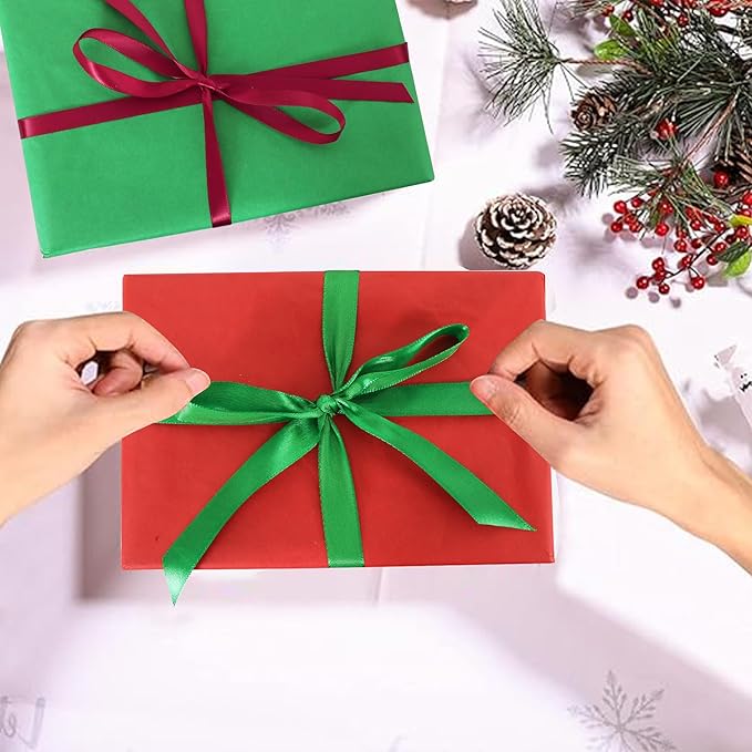 BEISHIDA 100 Sheets Red Green Tissue Paper Bulk, Wrapping Tissue Paper for Gift Bags, 14 x 20 Inch Gift Wrap for Christmas Birthday Wedding Graduation DIY Crafts Holiday Flowers