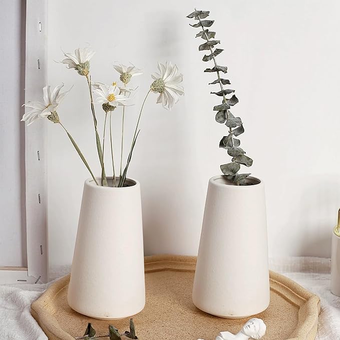 Modern White Small Ceramic Vase Set of 9 for Living Room Bedroom 5.9'' Minimalist Fresh Flower Vases for Home Decor Office Fireplace Centerpieces Nordic Style Gift for Fake Plant 9 Pack