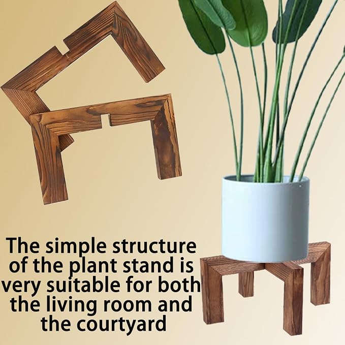 Indoor Plant Stand, Wooden Flower Pot Holder, suitable for 5-12 inch flower pots, Home and Garden (Wood Color-1 pack)