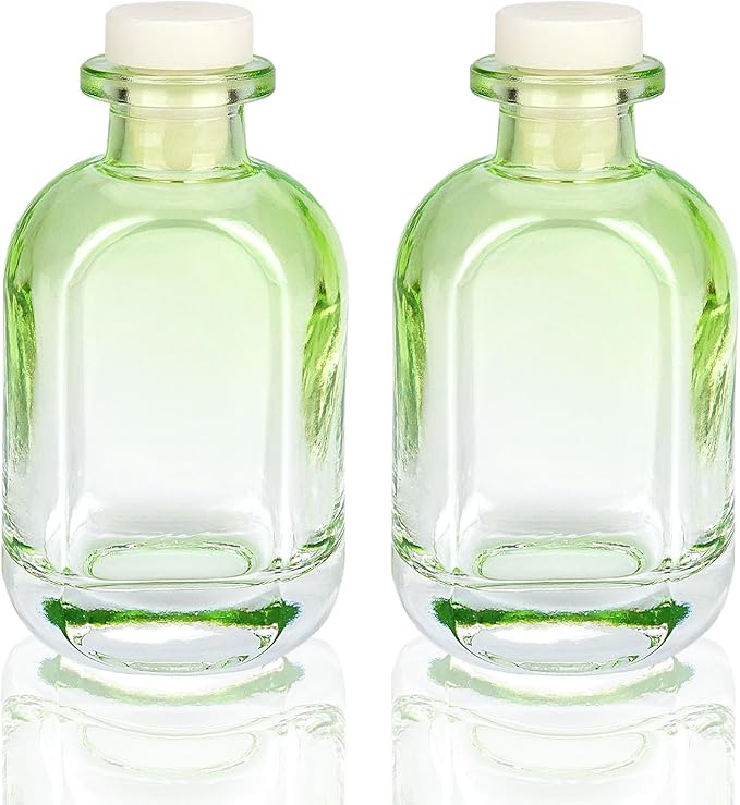 Glass Diffuser Bottles 2 Pack 5oz/150ml Reed Diffuser Bottle Empty Diffuser Bottle Refillable Aromatherapy Storage Container Reed Diffuser Sticks Bottles(Gradient Green)