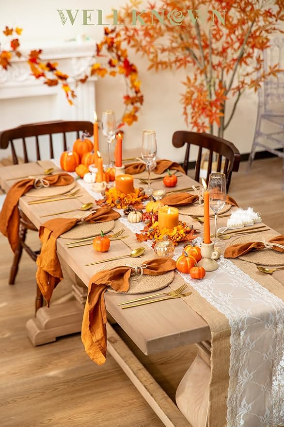 2 Pcs Mini Orange Acorn & Berry Candle Rings Wreaths for Pillars Home Table Window Decor, 9" Artificial Hydrangea Flower Cabinet Wreath for Fall Winter Kitchen Farmhouse Wedding Christmas Party Gift