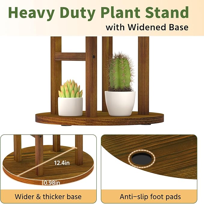 LASZOLA 4 Tiered Wood Plant Stand Indoor Corner, Flower Holder Rack Tall for Multiple Plants, Rustic Planter Shelf Display for Patio Garden Balcony Living Room