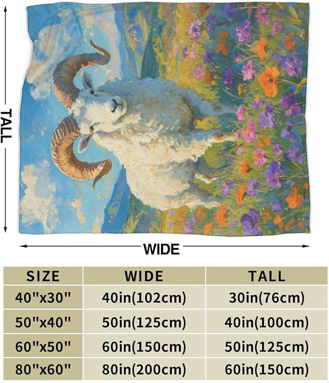 Goat Blanket Goat Throw Blanket Animal Soft Cozy Fleece Fuzzy Stuffed Plush Flannel Gifts for Girls Women Boys Kids Adults 50"X60"