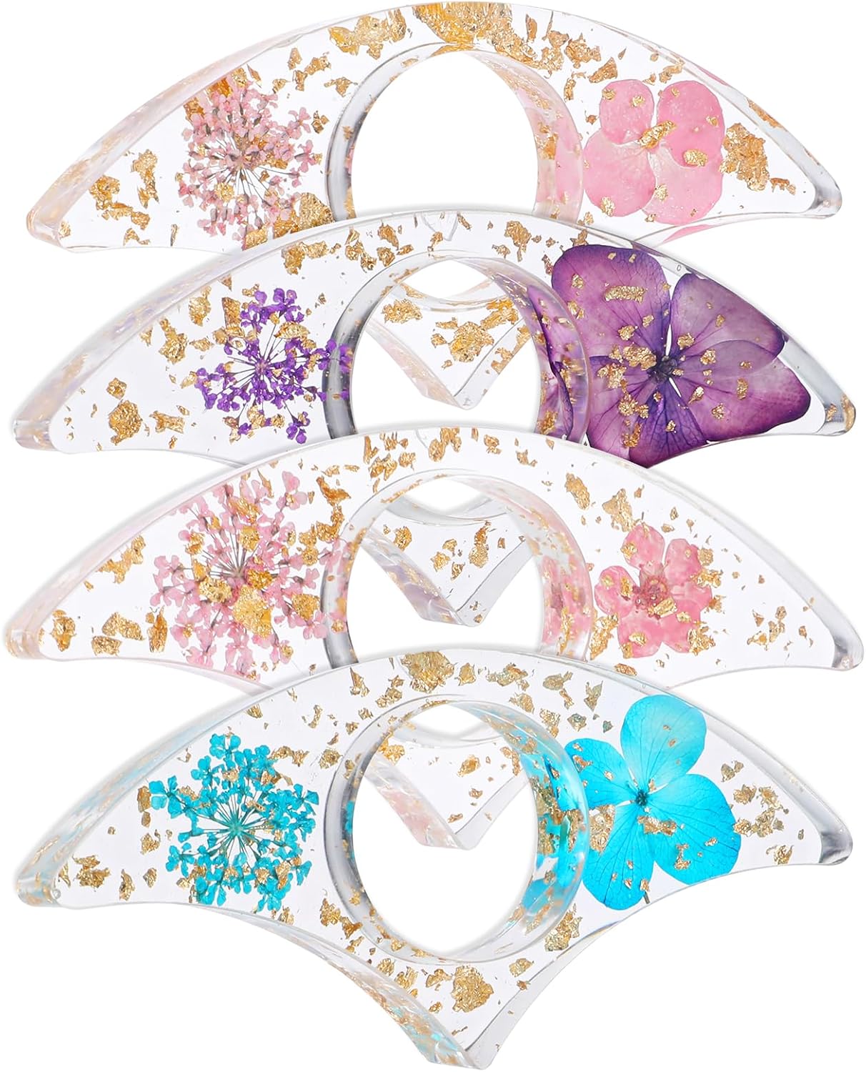 Skiennix Transparent Bookmark Set - 4 Pcs Dried Flower Resin Book Page Holders | Perfect Gift for Readers