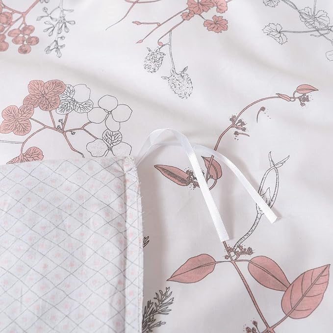 EAVD Vintage Style Garden Floral Duvet Cover Queen Soft Cotton Chic Floral Bedding Set with 2 Pillowcases Aesthetic Spring Botanical Duvet Cover Set for Girls Women